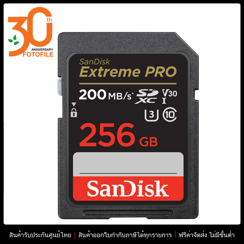 Sandisk Extreme Pro Sdxc 200Mb/S Uhs-I V30 Capacity 64Gb, 128Gb, 256Gb, 512Gb ราคา 1,350 บาท*ส่งฟรี