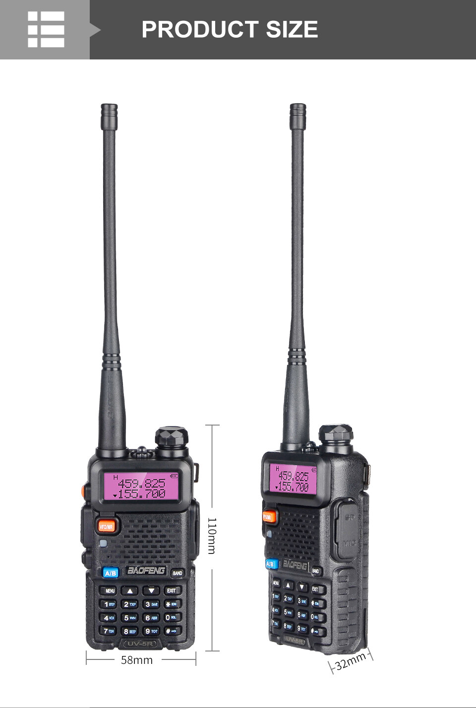 เกี่ยวกับสินค้า 【ซื้อ 4แถม 1】วิดเสยุถย่อาร245 5km วิทยย่าดเสBAOFEN UV-5Rจัดย่าส่งไทันที wakie talkie เสอากศงขวัญ สีแดง ามารถย่น245ได้ Tri-Band Dual Antenna ไรโนดเส【1ตัว/2ตัว】