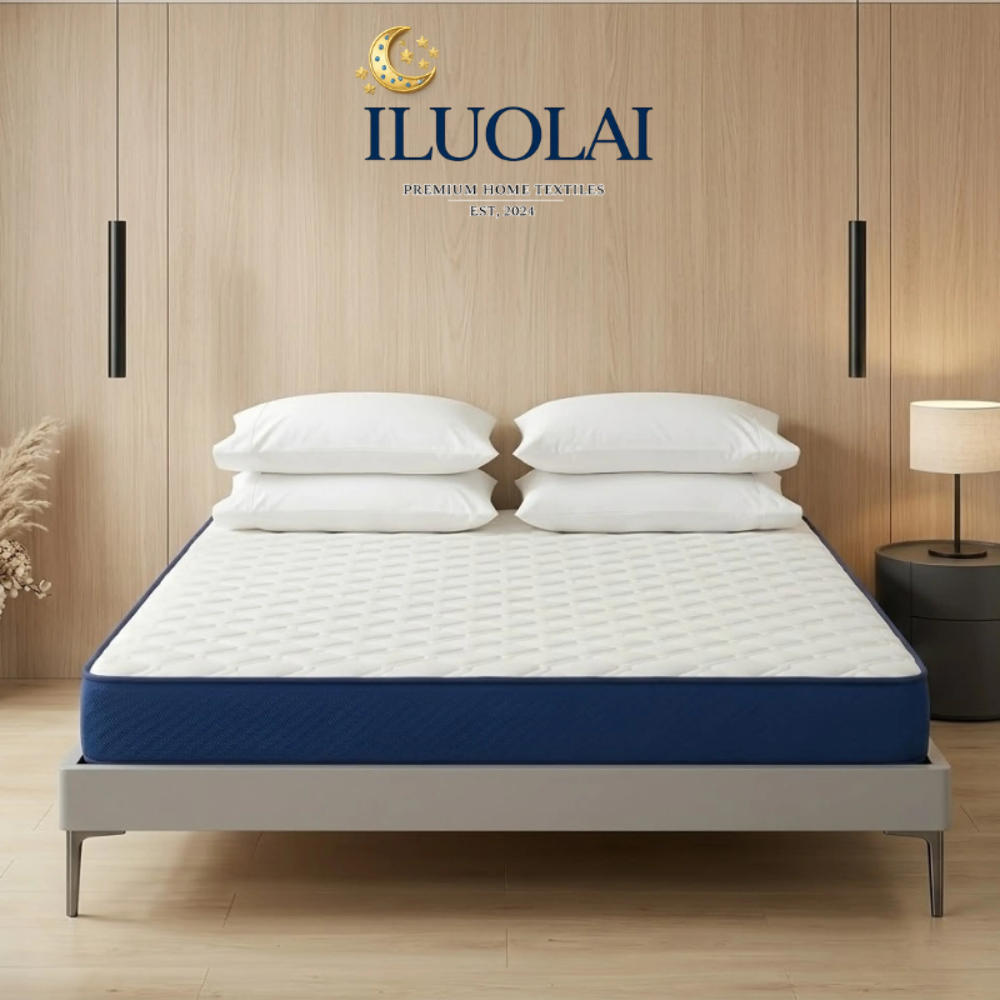 Iluolai 100% Genuine Rubber Latex Mattress, Latex Mattress, 20cm Thick, Prevents Dust Mites, Bacteria, Does Not Retain Moisture, Good Ventilation, Suitable for People with Allergies, 3.5/5/6 Feet.