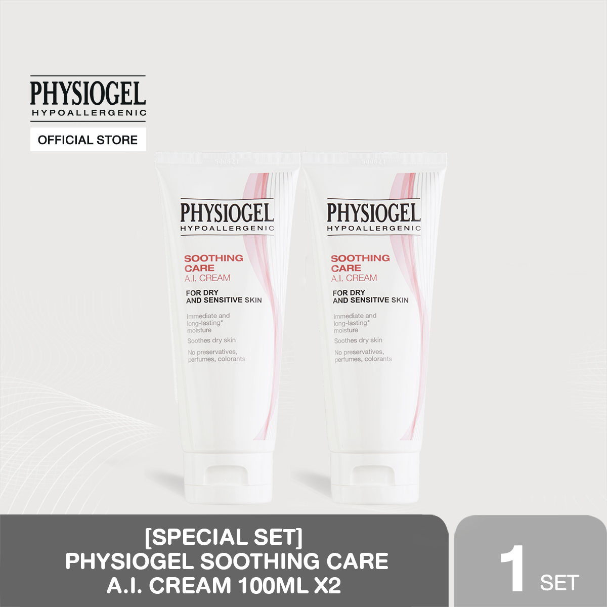 Physiogel Soothing Care A.I. Cream for Dry, Irritated, Sensitive Skin, 100ml X 2 ราคา 2,502 บาท*ส่งฟรี