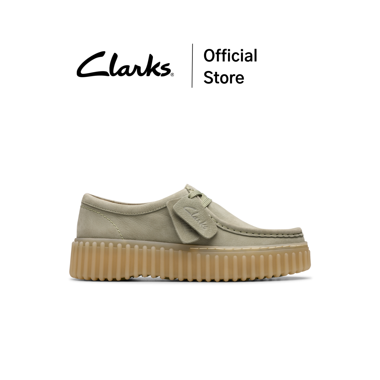 Clarks Model Torhill Bee, Color Light Green Nubuck, Women's Sneakers. Sneaker, Suede Leather, Good Quality, Comfortable to Wear. ราคา 6,590 บาท*ส่งฟรี