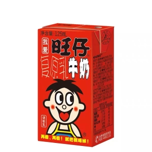 สินค้า [พร้อมส่ง] นมหวังหวัง นมหวังจือ ในรูปแบบกล่อง นมกระป๋องแดงสุดฮิตจากจีน旺旺 旺仔牛奶125ml