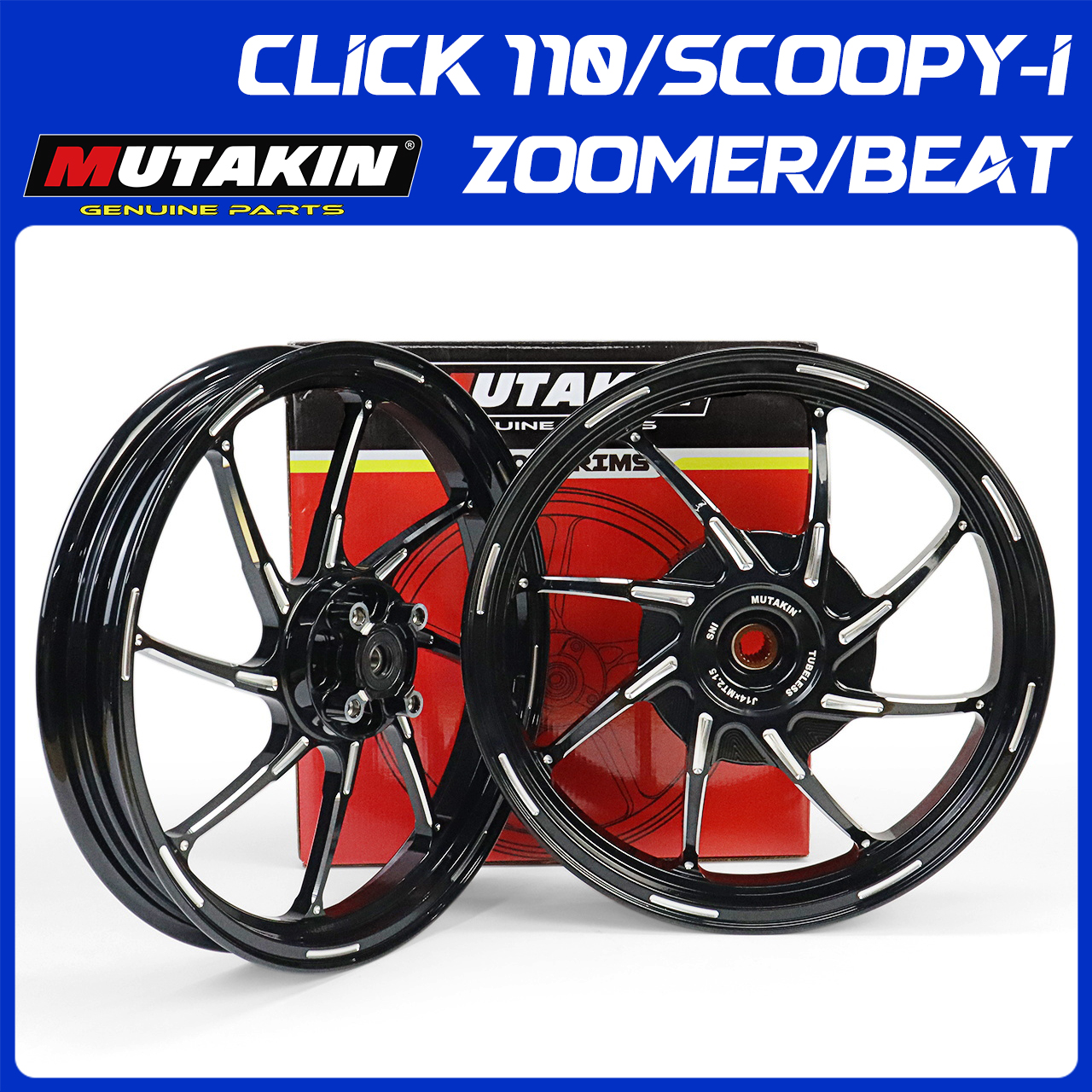 MUTAKIN ล้อแม็ก 801 RIM ล้อแม็กคลิก สำหรับHONDA CLICK110 SCOOPY SCOOPY-I BEAT ZOOMER Airblade ICON 1.85*2.15-14 ราคา 3,999 บาท*ส่งฟรี