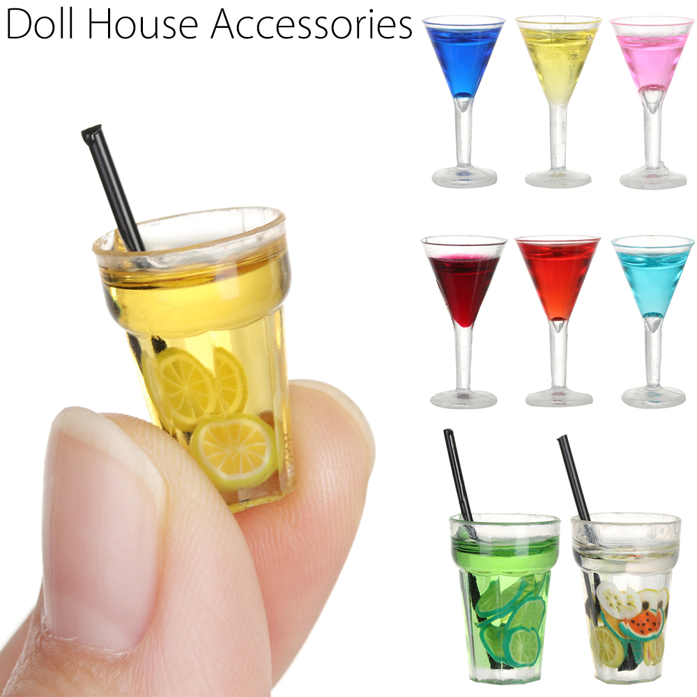 LUCHY WATCHES 1PC Arts and Crafts Cocktail Doll Toy DIY Doll House Accessories Scene Model Mini Fruit Tea Miniature Food Play Shooting