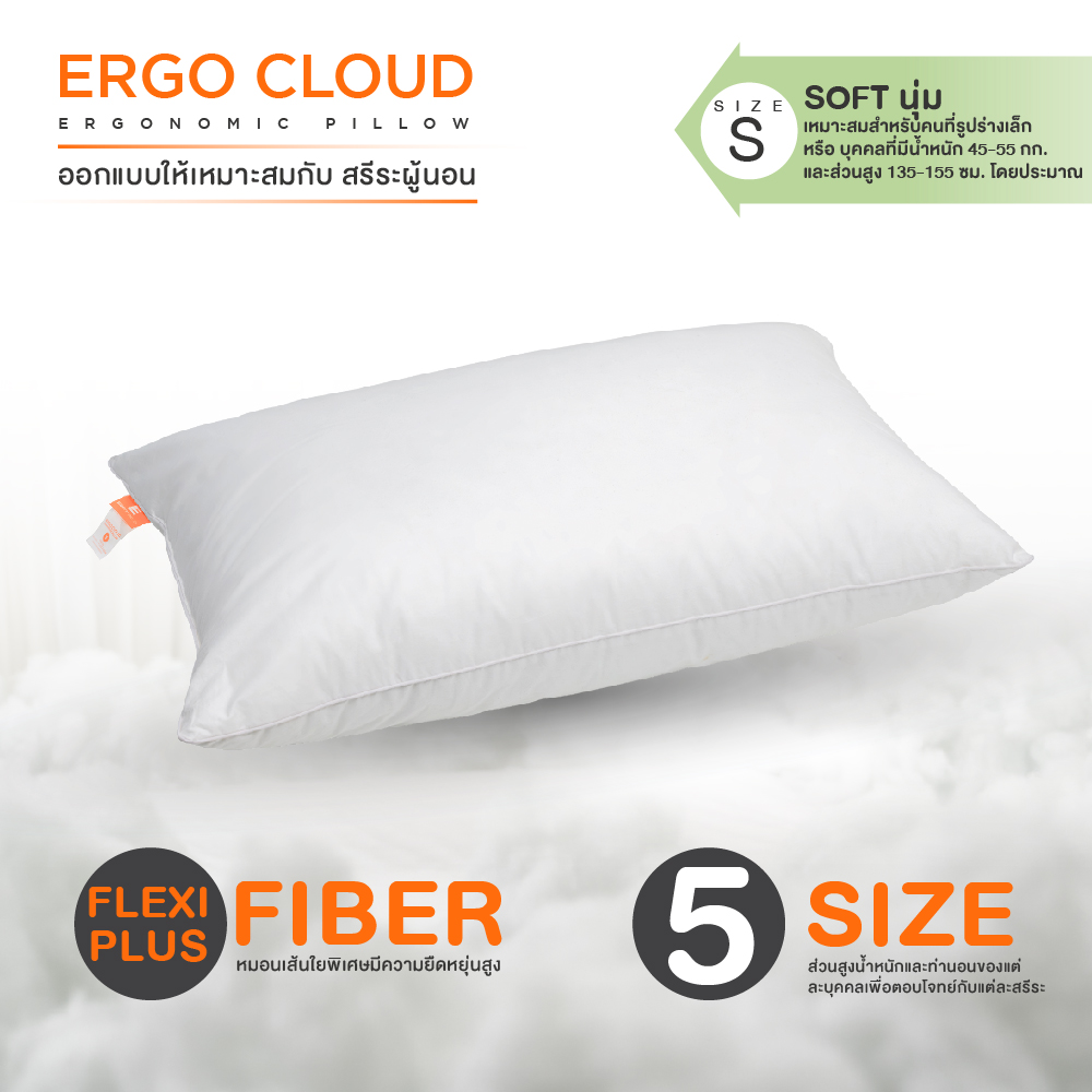 [ฟรี ปลอกหมอน] ERGOTREND หมอนหนุนเพื่อสุขภาพ ERGO CLOUD ERGONOMIC PILLOW รุ่น ERGO CLOUD-S ราคา 1,590 บาท*ส่งฟรี
