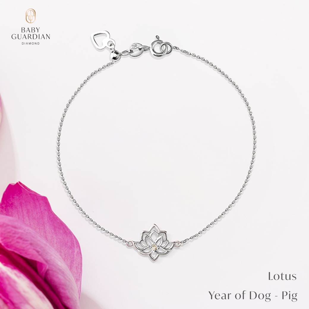 Diamond Bracelet with the Royal Lotus Flower for Those Born in the Year of the Rooster - Year of the Ox. 💎 ราคา 25,999 บาท*ส่งฟรี