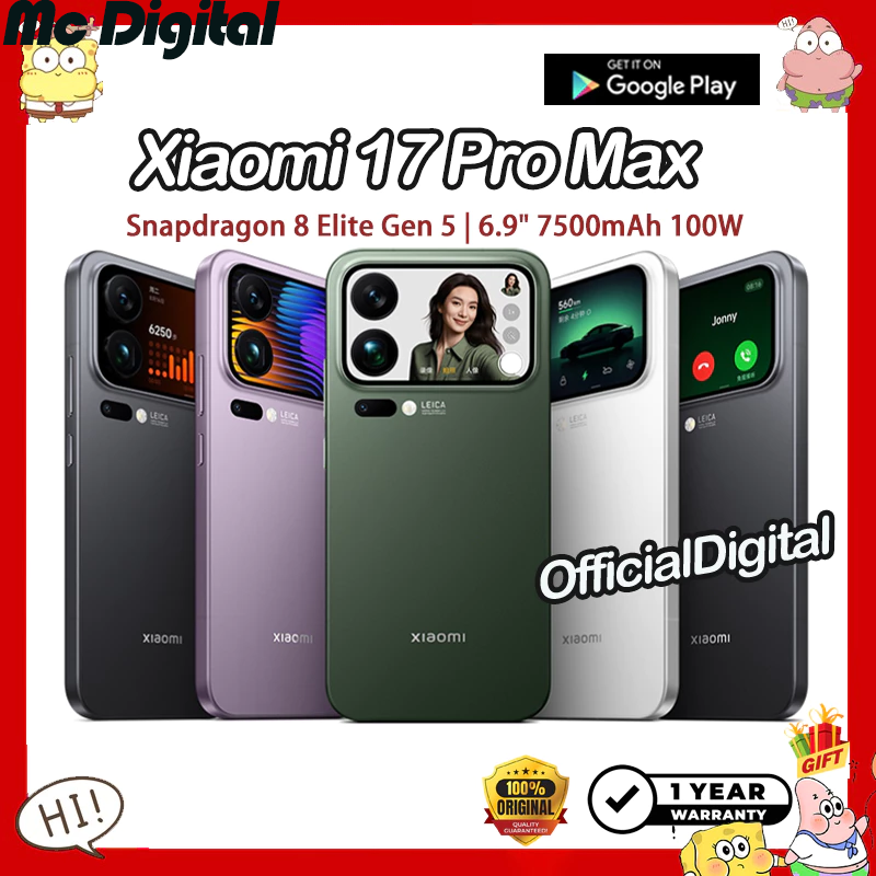 Cn Rom Xiaomi 17 Pro Max Snapdragon 8 Elite Gen 5 6.9" 7500Mah 100W | Support Google & No Thai Language ราคา 32,999 บาท*ส่งฟรี