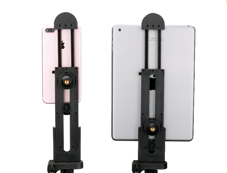 YUNTENG คลิปหนีบหัวขาตั้งกล้อง ใช้กับสมาร์ทโฟน/แท็บเล็ต Mobile Phone Selfie Double Clip Bracket Holder Tripod Monopod Stand Mount Adapter for Ipad Pad Phone Multifunction