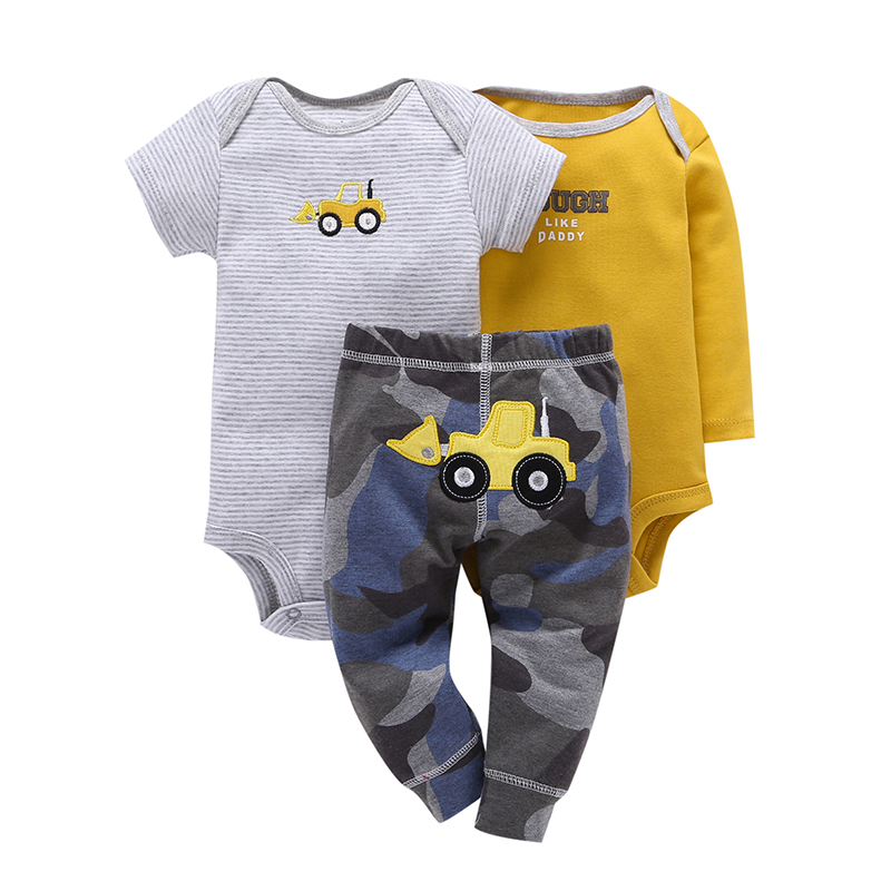 2019 infant newborn baby clothing set cotton long sleeve rompers letter+pants camouflage boy girl spring summer 3 pieces outfits