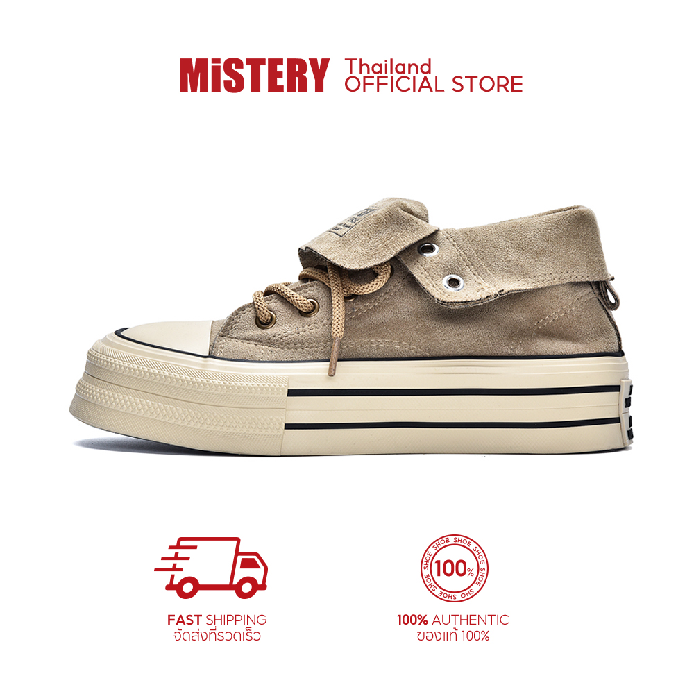 MISTERY รองเท้าผ้าใบหุ้มข้อสไตล์ย้อนยุค รุ่น DROITY สีดำ MIS-1328 ราคา 499 บาท*ส่งฟรี