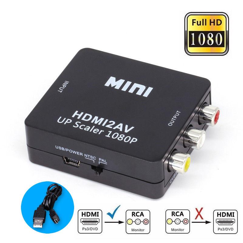 HDMI to AV (RCA) Converter ตัวแปลงสัญญาณภาพและเสียงจาก HDMI 1080Pไปเป็นสัญญาณ AV(สีขาว)