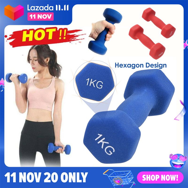ดัมเบล Dumbbell ดัมเบลยาง ดำเบล ดัมเบลผู้หญิง ยกน้ำหนัก ออกกำลังกาย ที่ออกกำลังกาย แพ็คคู่ 1 Kg 2pcs น้ำเงิน สีแดง SP-22