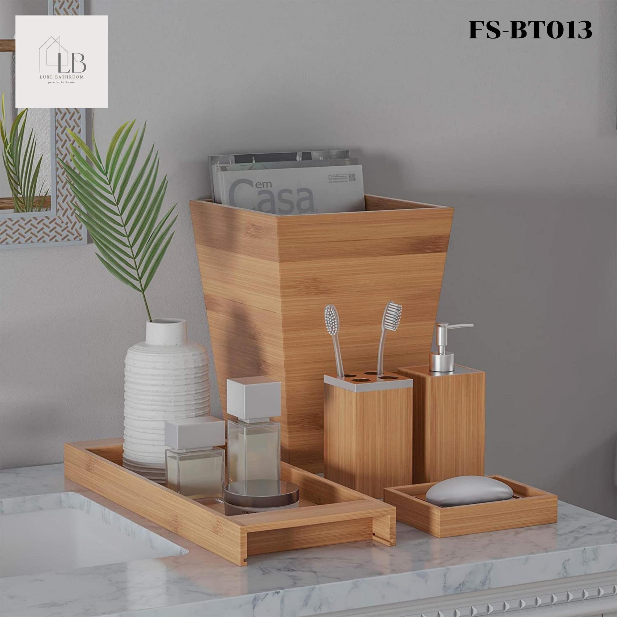 ที่วางของในห้องน้ำ กล่องใส่ของ ที่ใส่แปรงสีฟัน ที่ใส่ยาสีฟัน ไม้ไผ่ Bamboo bath set , hotel bath set ราคา 250 บาท*ส่งฟรี