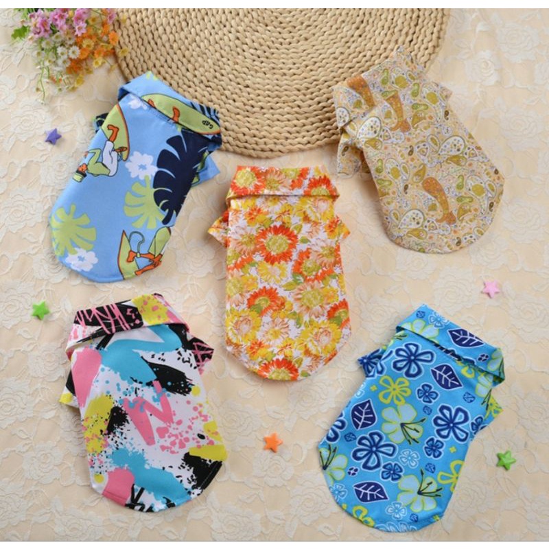 (B04)เสื้อสงกรานต์สุนัข - แมว (*พร้อมส่งจากไทย!!*) เสื้อฮาวาย ธีมSummer เสื้อเชิ๊ตสัตว์เลี้ยง สีสันสดใส สินค้าสวยตรงปก ราคา 48 บาท*ส่งฟรี