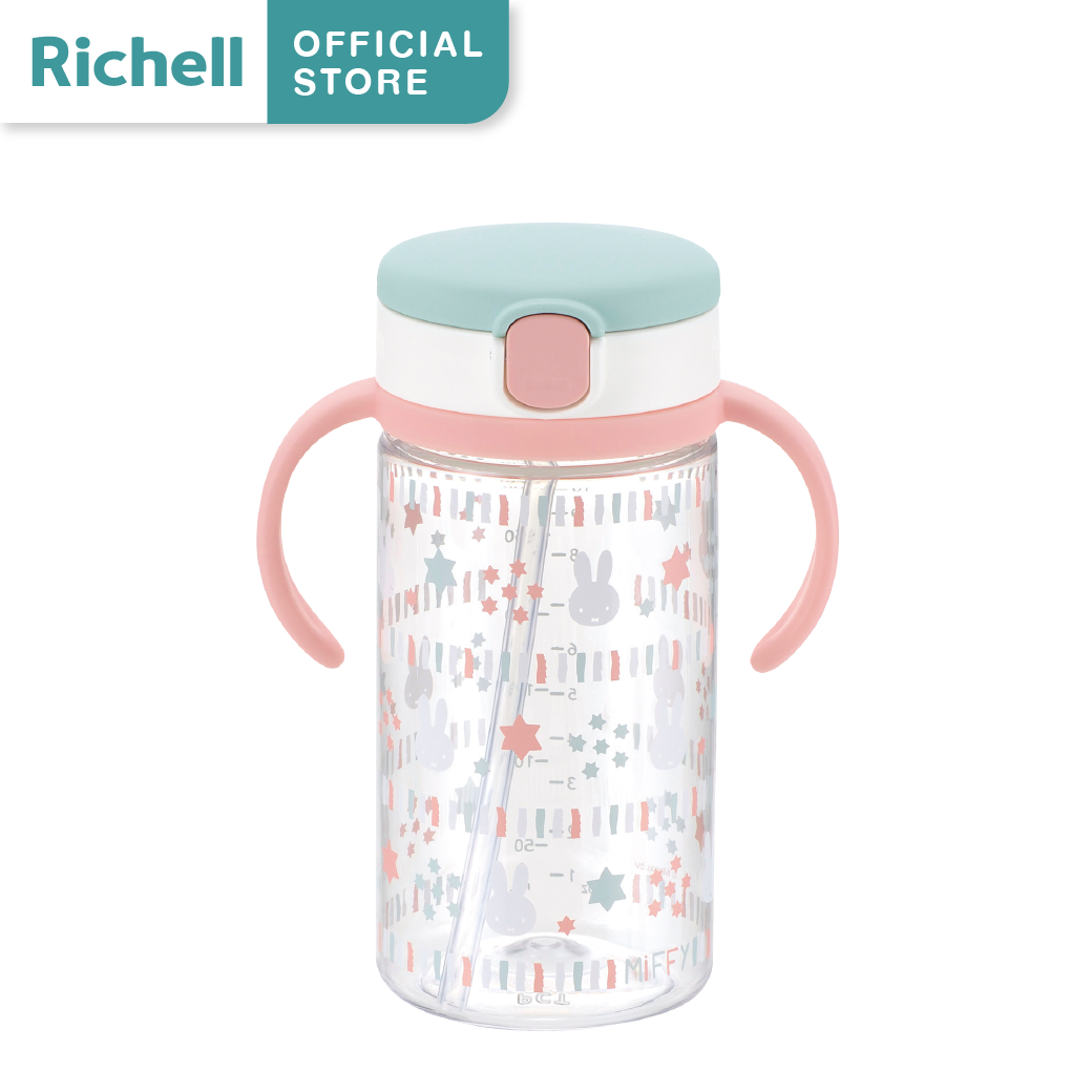 Richell X Miffy [Limited Edition] แก้วหลอดดูดกันสำลักลายน้องกระต่ายสุดแสนน่ารัก คว่ำไม่หก รุ่นAQ- Aqulea (320 มล.) ราคา 750 บาท*ส่งฟรี