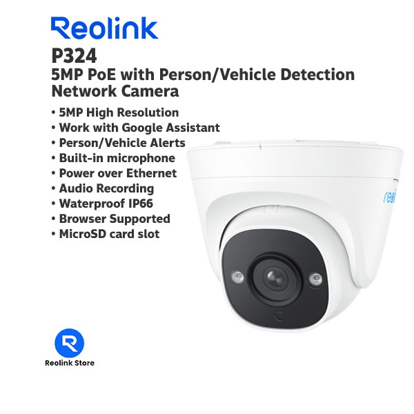 Reolink P324 (RLC-520A) กล้องวงจรปิด 5MP PoE with Person/Vehicle Detection ราคา 2,980 บาท*ส่งฟรี