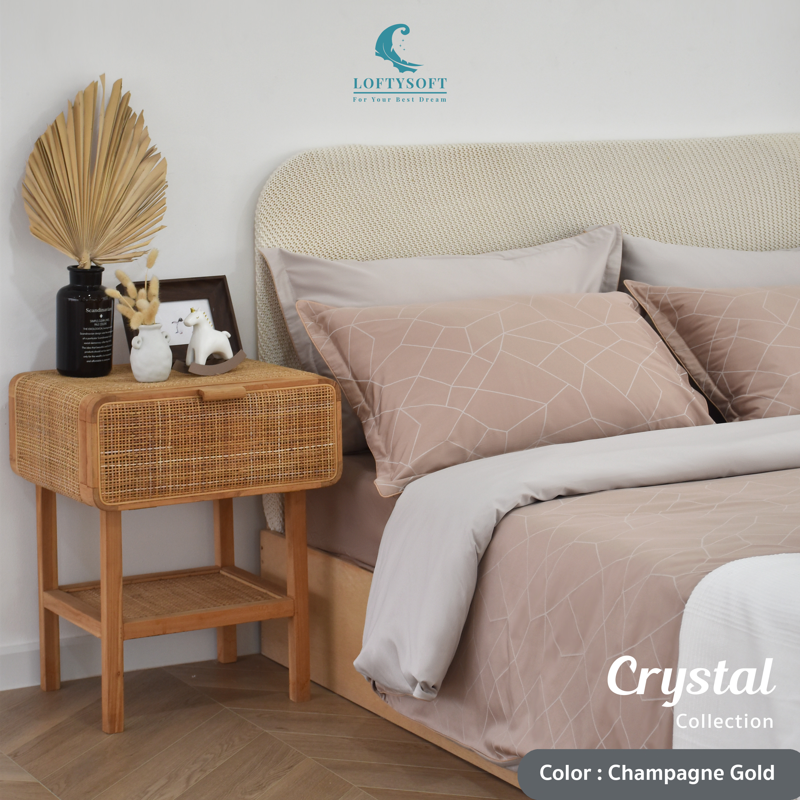 LOFTYSOFT Bed Sheet Set 6ft KING, 5ft QUEEN, 3.5ft SINGLE, Cotton Silk 550TC, Crystal Collection - Champagne Gold ราคา 1,900 บาท*ส่งฟรี
