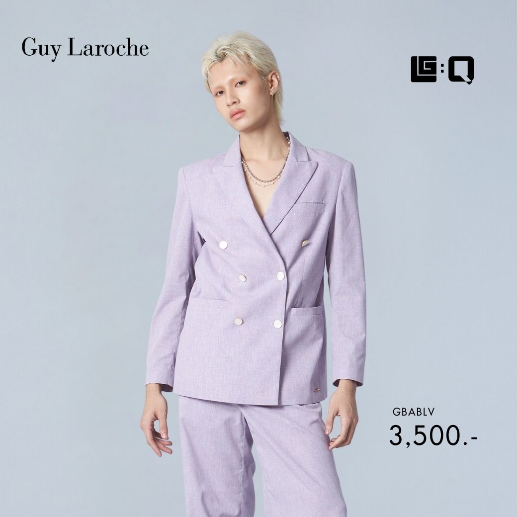 Guy Laroche Woman's jacket RE-LOOP Linen Light Smart Blazer แจ็คเก็ต กระดุมคู่ สีม่วง GBABLV ราคา 3,465 บาท*ส่งฟรี