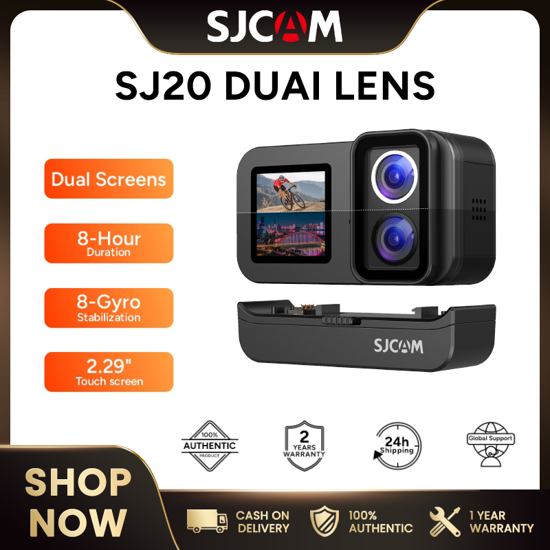 SJCAM SJ20 Dual Lens Dual Screen Dedicated Lenses For Day and Night with 4k 30FPS 5M Body Waterproof with Protective Frame Case for Outdoor Diving Sports 6-Axis Wide Angle 8X Digital zoom Slow Motion Video Camera Support 2.4G/5G WiFi Sports Action Camera ราคา 6,810 บาท*ส่งฟรี