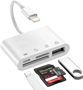 ภาพหน้าปกสินค้า4 in 1 Lightning to USB 3 Camera Adapter สำหรับ iPhone iPad iPod Touch รองรับการโอนถ่ายข้อมูลจาก กล้องUSB Flash Drive Memory Card Keyboard/Mouse Electronic Piano ที่เกี่ยวข้อง