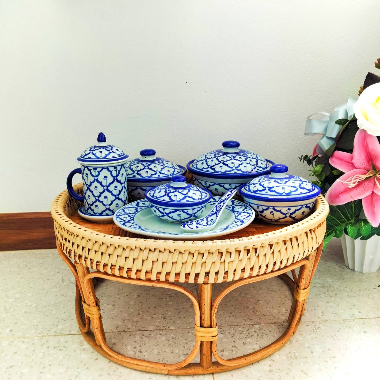 Bowl with lid, Thai bowl, rattan bowl, 18-inch bowl, ceramic cup, 4-7 inches ราคา 1,990 บาท*ส่งฟรี