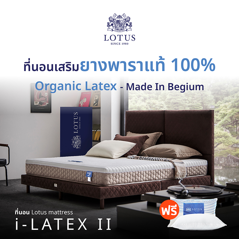 LOTUS ที่นอนยางพารา (สเปคสมดุลลงตัว) รุ่น i-Latex II หนา 8.5 นิ้ว *ฟรีหมอนหนุนสุขภาพ ส่งฟรี ราคา 8,790 บาท*ส่งฟรี