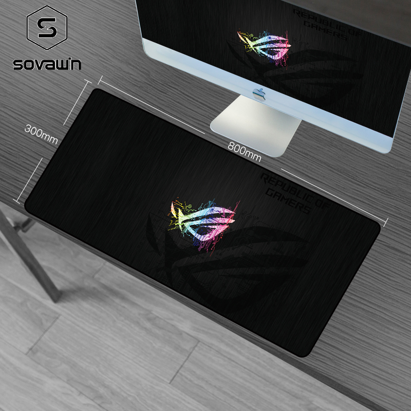 Sovawin 80x30cm XL ROG แผ่นรองเมาส์ยางธรรมชาติ PC Computer Gaming Mousepad ลื่นแป้นพิมพ์ขนาดใหญ่ Speed Mat