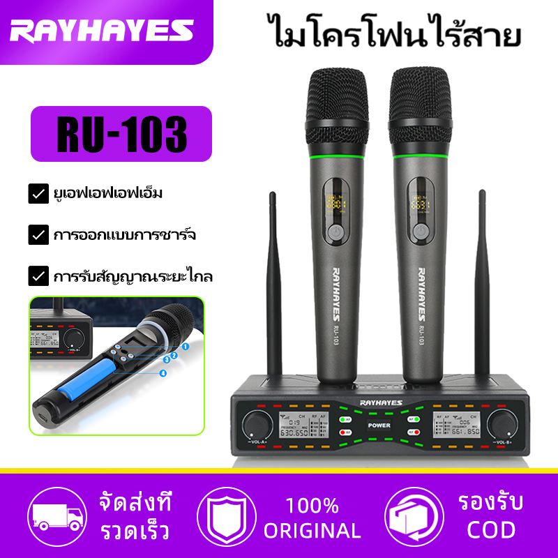 Rayhayes Uhf Wireless Microphone Rechargeable Microphone Adjustable Frequency Microphone for Karaoke Microphone