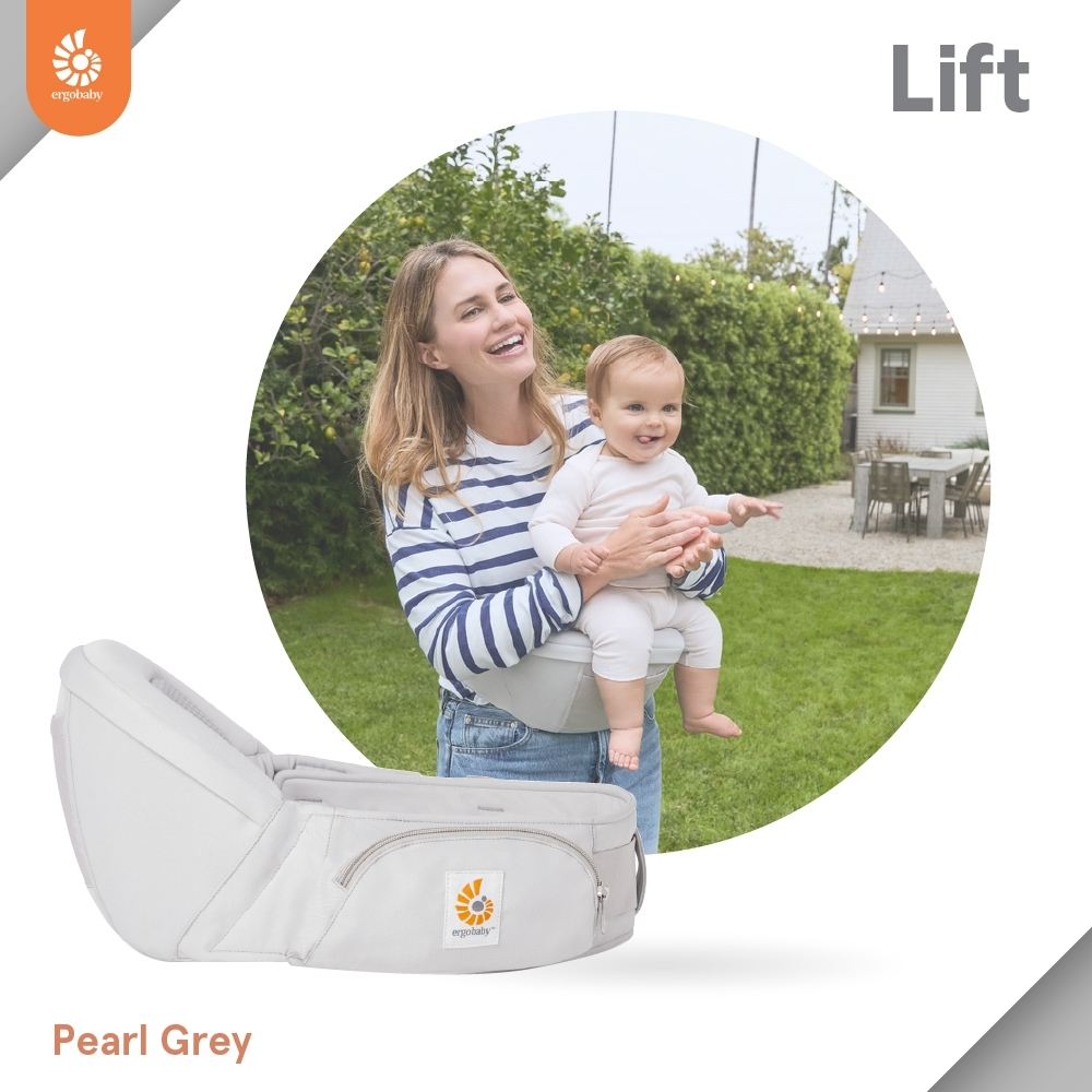 Ergobaby Lift Hip Seat - Pearl Grey, Baby Carrier with a Seat, Comfortable to Sit On, Excellent Weight Distribution. Ergonomically Designed for Children from 6 Months - 4 Years. Soft Fabric, Good Ventilation. Guaranteed by Thai Center. ราคา 5,150 บาท*ส่งฟรี