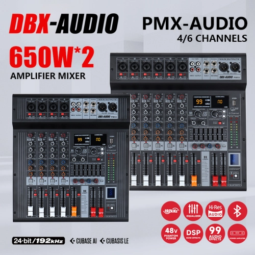 DBX- AUDIO MIXER PMX4/6/ USB มิกเซอร์ 4-6 ช่องมาพร้อมกับเครื่องขยายเสียงในตัวเครื่องขยายเสียง USB เครื่องขยายเสียงการแสดงบนเวที KTV ร้องเพลงสC