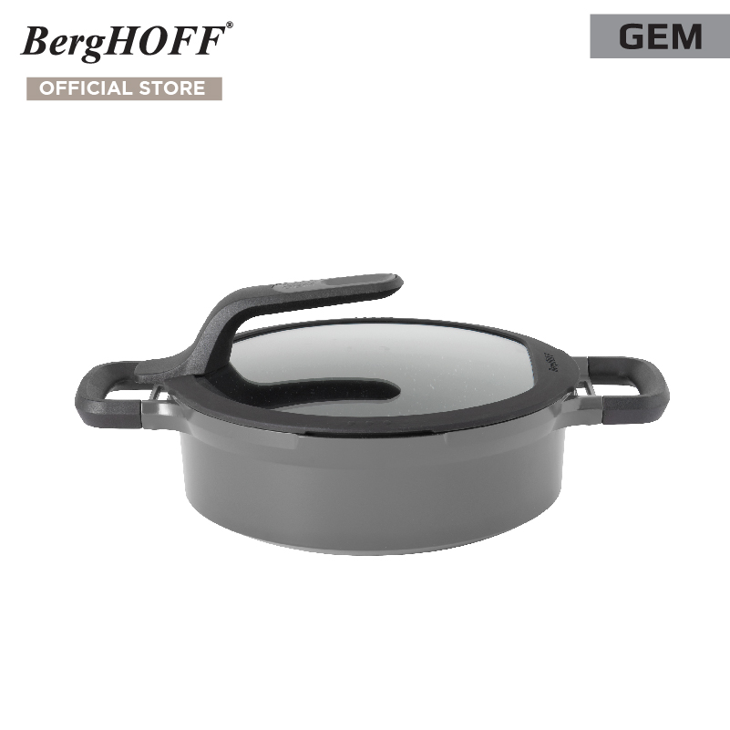 BergHOFF หม้อพร้อมฝาอะลูมิเนี่ยม Stay Cool รุ่น Gem มีรูระบายน้ำ 24 ซม. สีเทา 2307422 ราคา 2,645 บาท*ส่งฟรี