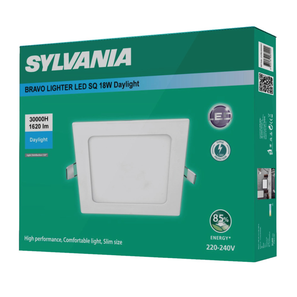 SYLVANIA ดาวน์ไลท์แบบฝังฝ้า รุ่น BRAVO LIGHTER LED V SQ 18W DL แสงเดย์ไลท์ หน้าเหลี่ยม
