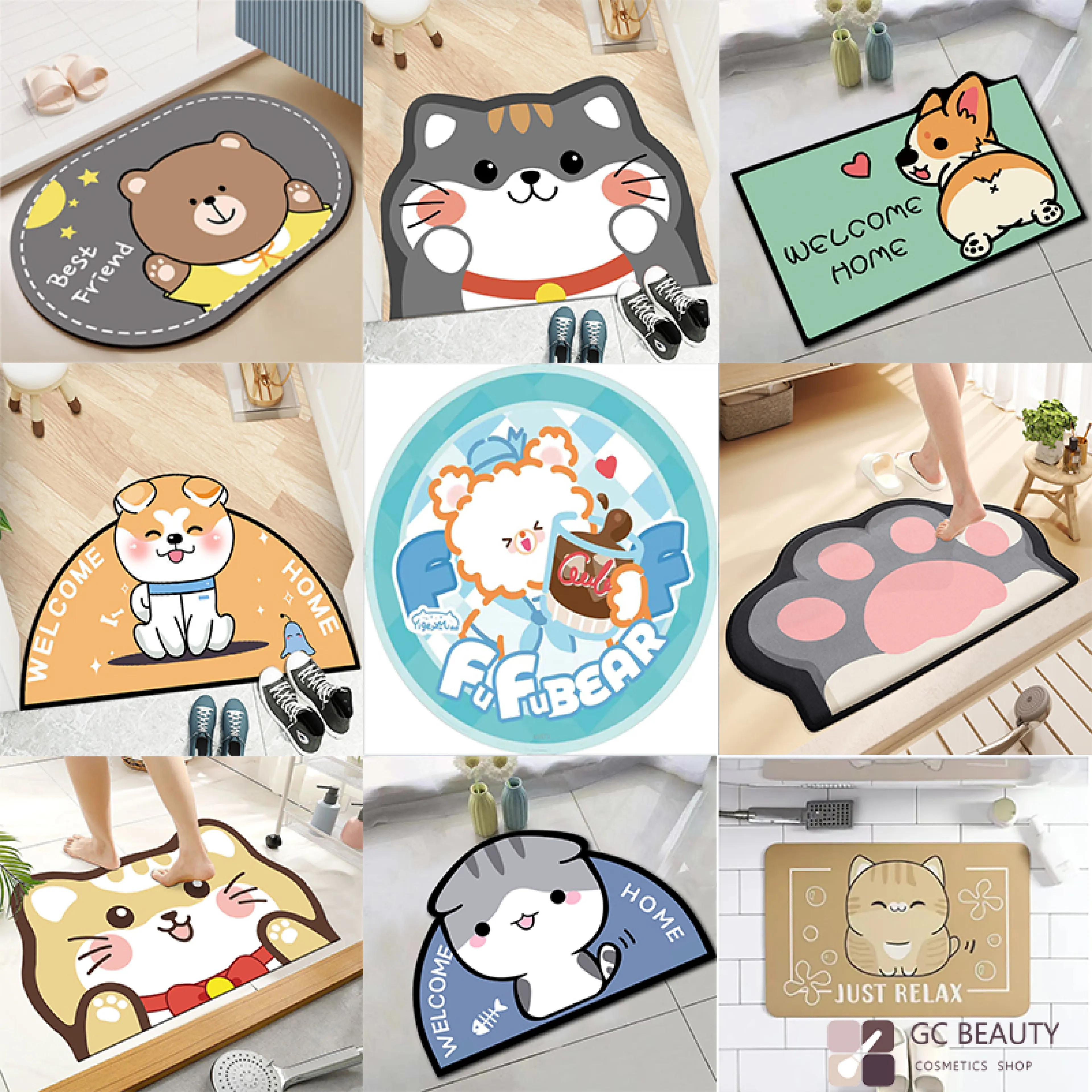 Doormat, Floor Rug, Cute Cartoon Pattern, Home Decoration, Living Room, Kitchen, Absorbs Water Well, Non-Slip Rubber Bottom, Size 40*60cm.