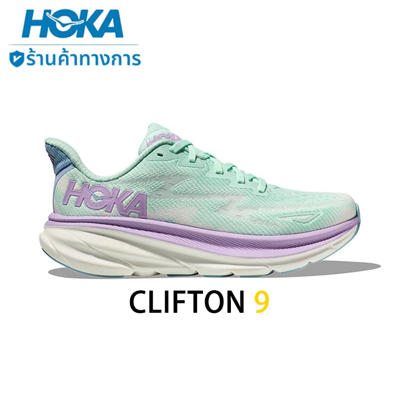 HOKA ONE CLIFTON 9 (อัพเกรด) รองเท้าผ้าใบน้ำหนักเบาของแท้สำหรับผู้หญิงและผู้หญิงสีฟ้าอ่อน ราคา 3,688 บาท*ส่งฟรี