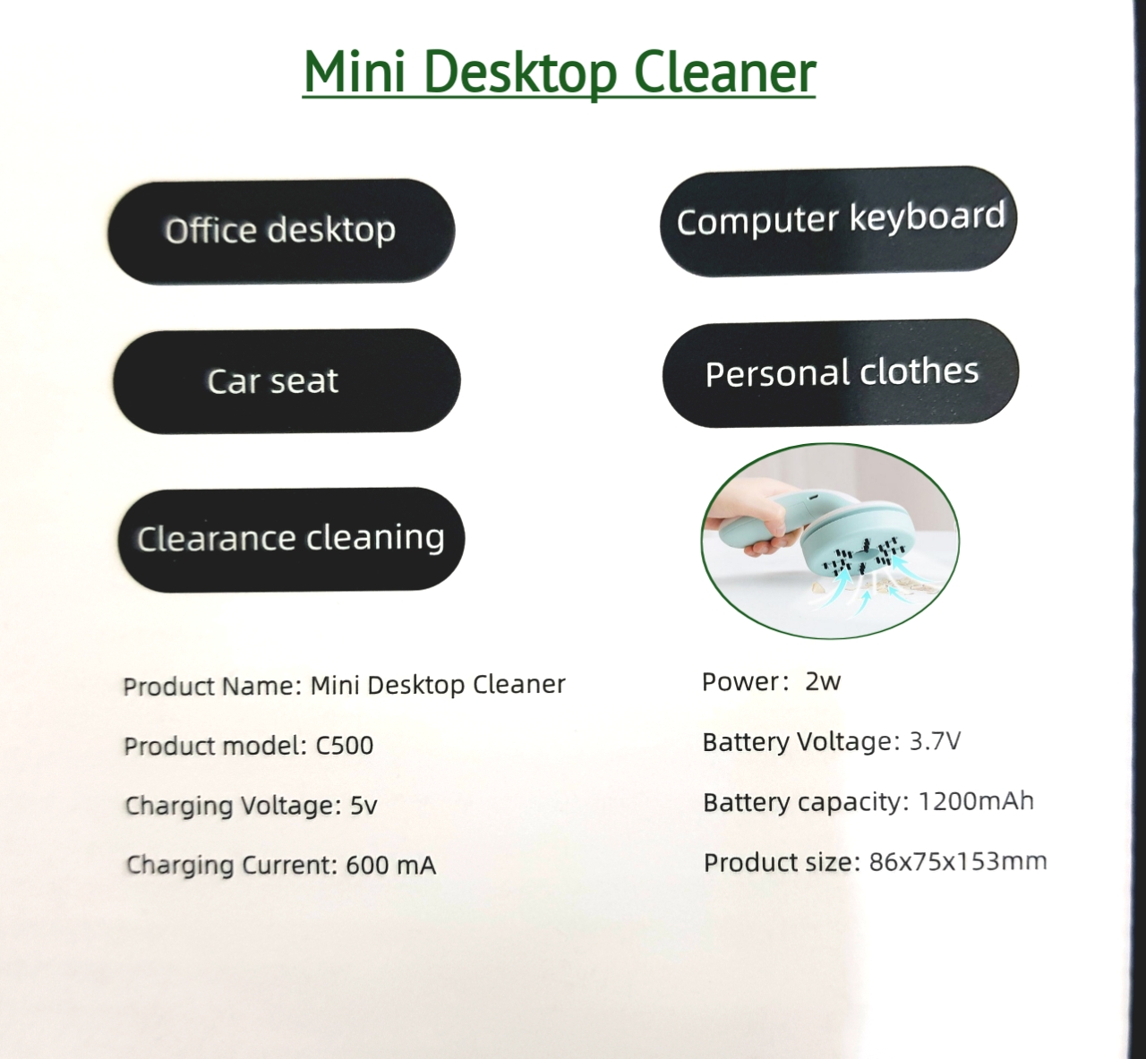 เกี่ยวกับสินค้า พร้อมส่ง🇹🇭 mini USB เครื่องดูดฝุ่น พกพา ชาร์จได้ Desktop Vacuum Cleaner (Mini Desktop Cleaner