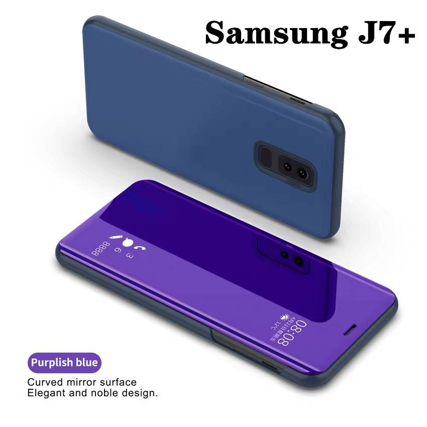 Case Samsung Galaxy J7+ J7Plus เคสซัมซุง เจ7พลัส เคสฝาเปิดปิดเงา สมาร์ทเคส เคสตั้งได้ Smart Case เคสโทรศัพท์ J7plus เคสกระเป๋า เคสเปิดปิดเงา