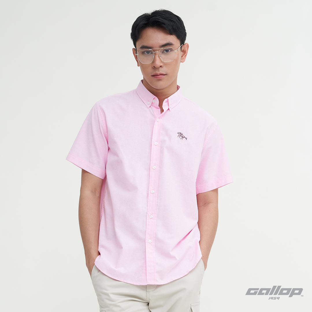 GALLOP : OXFORD CASUAL SHIRT เสื้อเชิ๊ตแขนสั้น รุ่น GW9031 สี Carnation Pink - ชมพู / ราคาปกติ 1,490.- ราคา 490 บาท*ส่งฟรี
