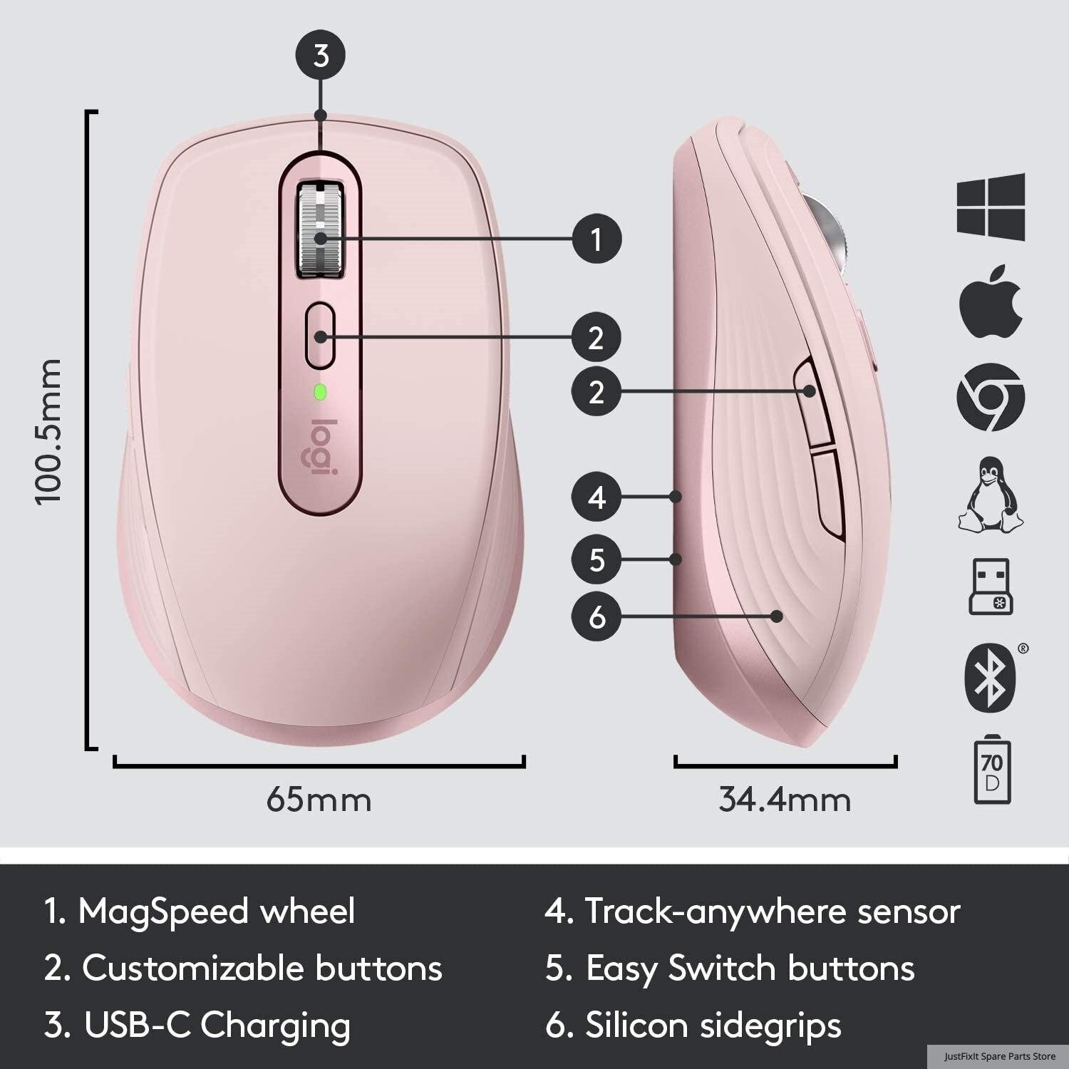 Logitech MX Anywhere 3 Bluetooth plus USB Wireless Mouse Rechargeable Battery 22 a6d27afc2b8cd288aad62af95fbf54f4