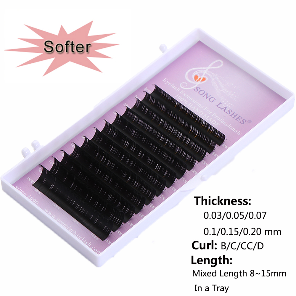 AD8T2 12 Lines Beauty Mixed Length B/C/CC/D Curl 0.03/0.05/0.07/0.1/0.15/0.2 Thickness Individual Eyelashes Volume Russian Lashes Natural Thick Fan Lash