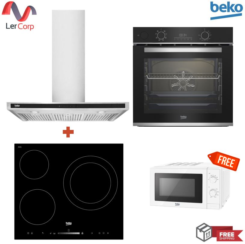 (beko) เครื่องดูดควัน HCB93042X + เตาไฟฟ้า HIC 63501 T + เตาอบ BBIS25300XCN ฟรีไมโครเวฟ MOC20100W ราคา 35,990 บาท*ส่งฟรี