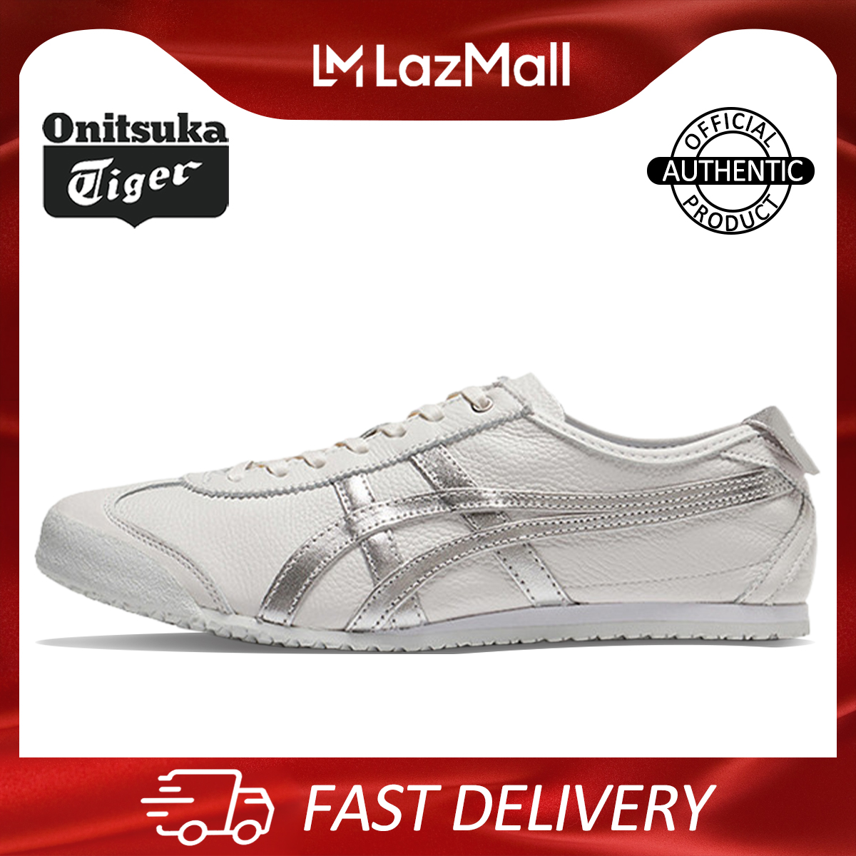 ONITSUKA TIGER MEXICO 66™ (White/silver) Lightweight leather versatile casual shoe for men, women and couples D508K-0193 ราคา 6,600 บาท*ส่งฟรี