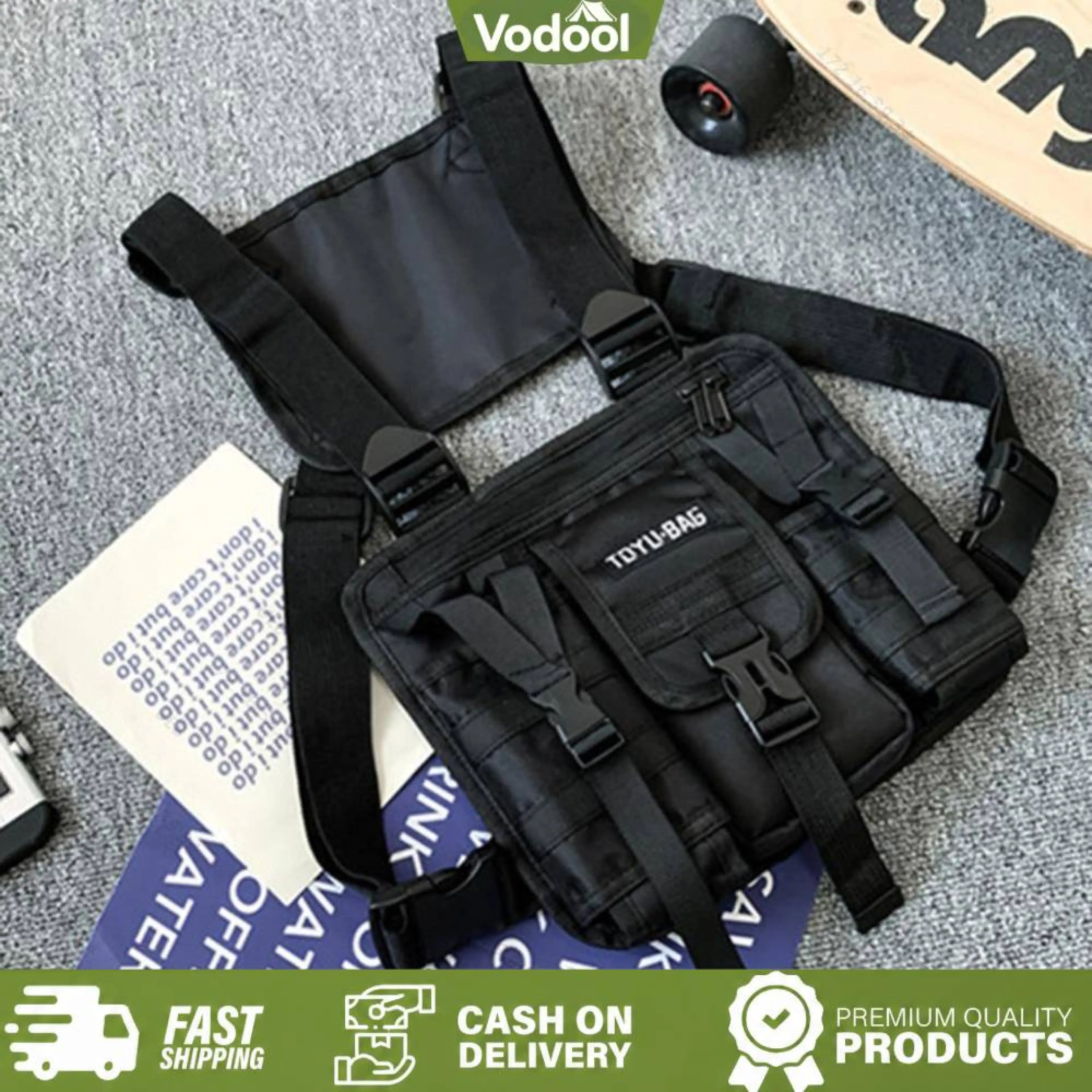 [Only ฿129] Molle Chest Bag Oxford Cloth Molle Chest Pack Lightweight Adjustable Multi-Compartment Bag for Outdoor Camping Gear.