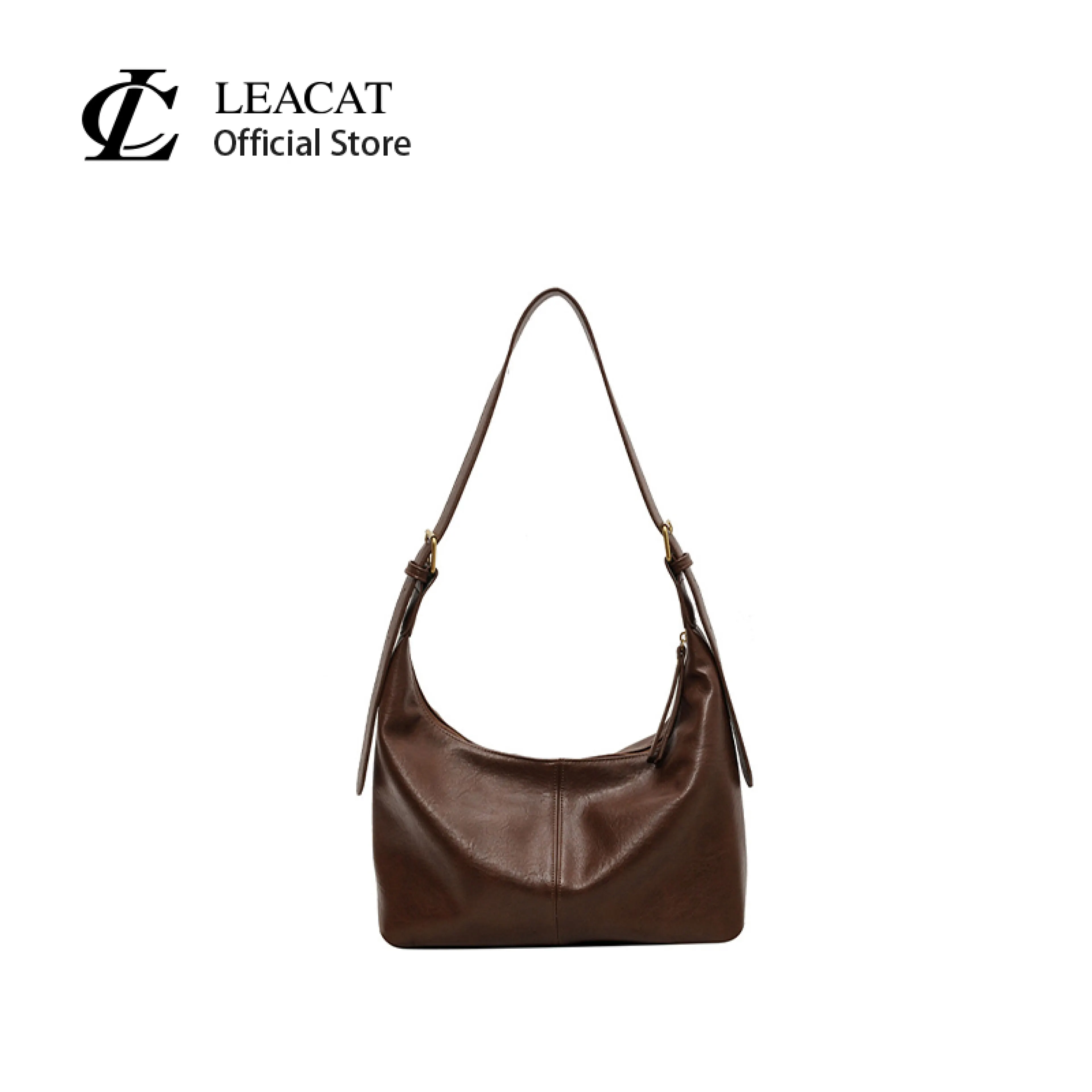 Leacat Women's Retro PU Leather Hobo Bag Large Capacity Shoulder Tote Bag