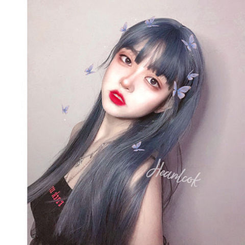 Tóc Giả 65Cm Cho Nữ Tóc Giả Dài Nguyên Đầu Tự Nhiên Thực Tế Tóc Mái Không Khí Nổi Tiếng Trên Internet, Màu Đen Tóc Thẳng Dài Cosplay Trang Trí Mặt Cá Tính