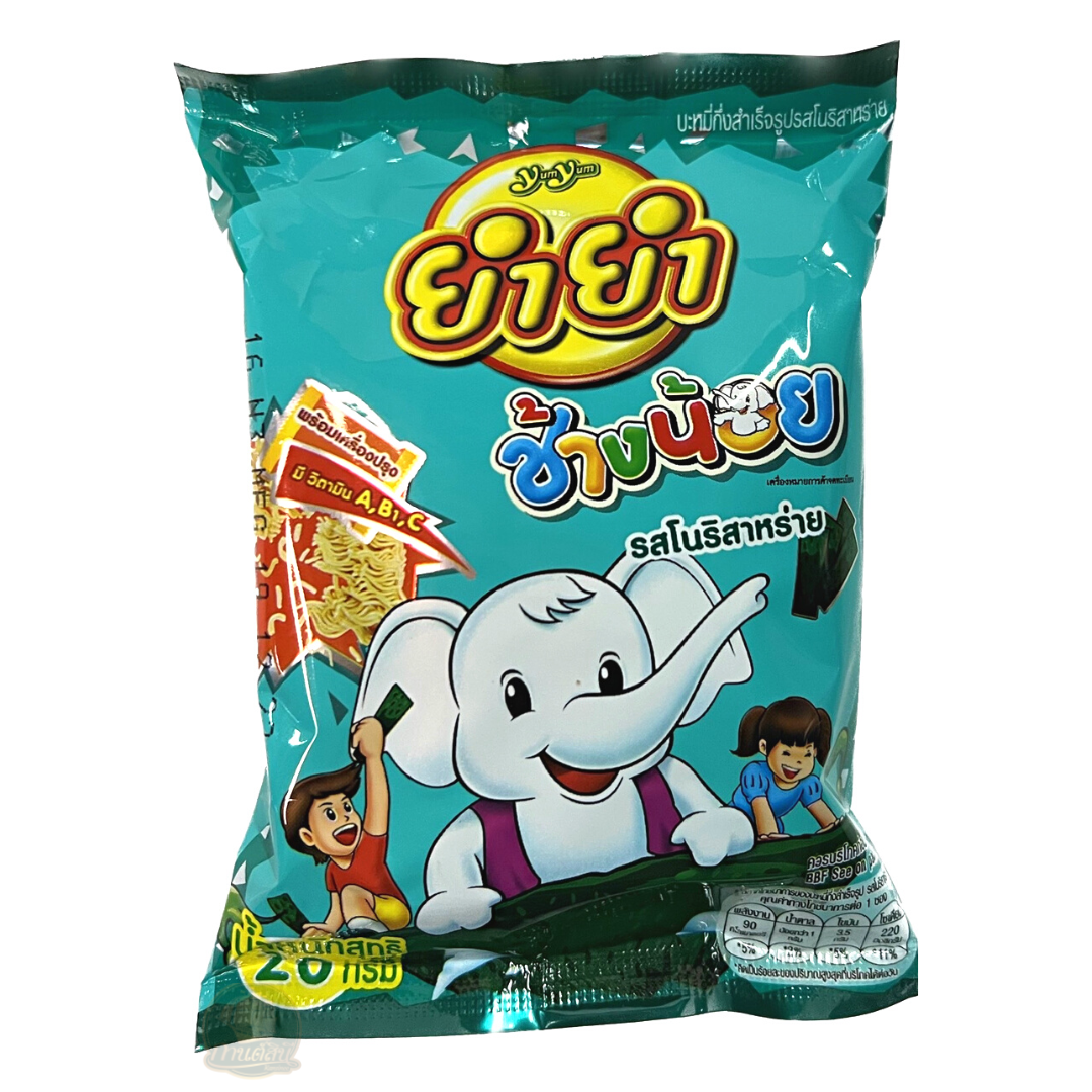 ช้างน้อย ยำยำช้างน้อย บะหมี่กึ่งสำเร็จรูป รสโนริสาหร่าย ขนาด 20 กรัม บรรจุ 12 ซอง ราคา 44 บาท*ส่งฟรี