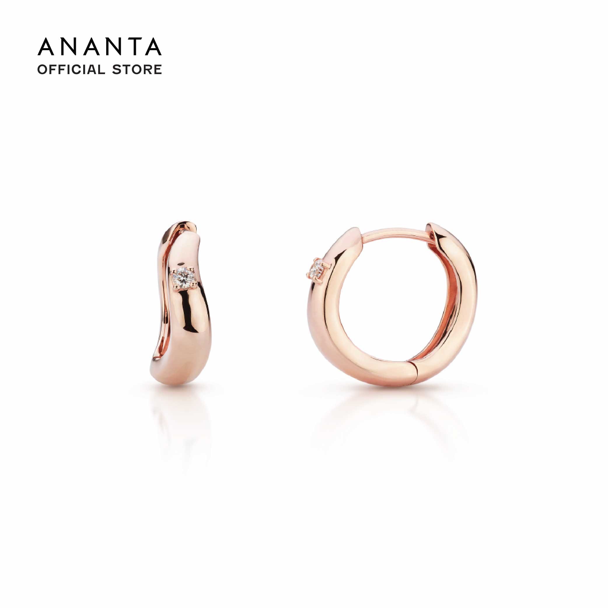 ANANTA Wave Whisper Glow Earrings, Diamond Earrings, 10K Rose Gold ราคา 29,800 บาท*ส่งฟรี
