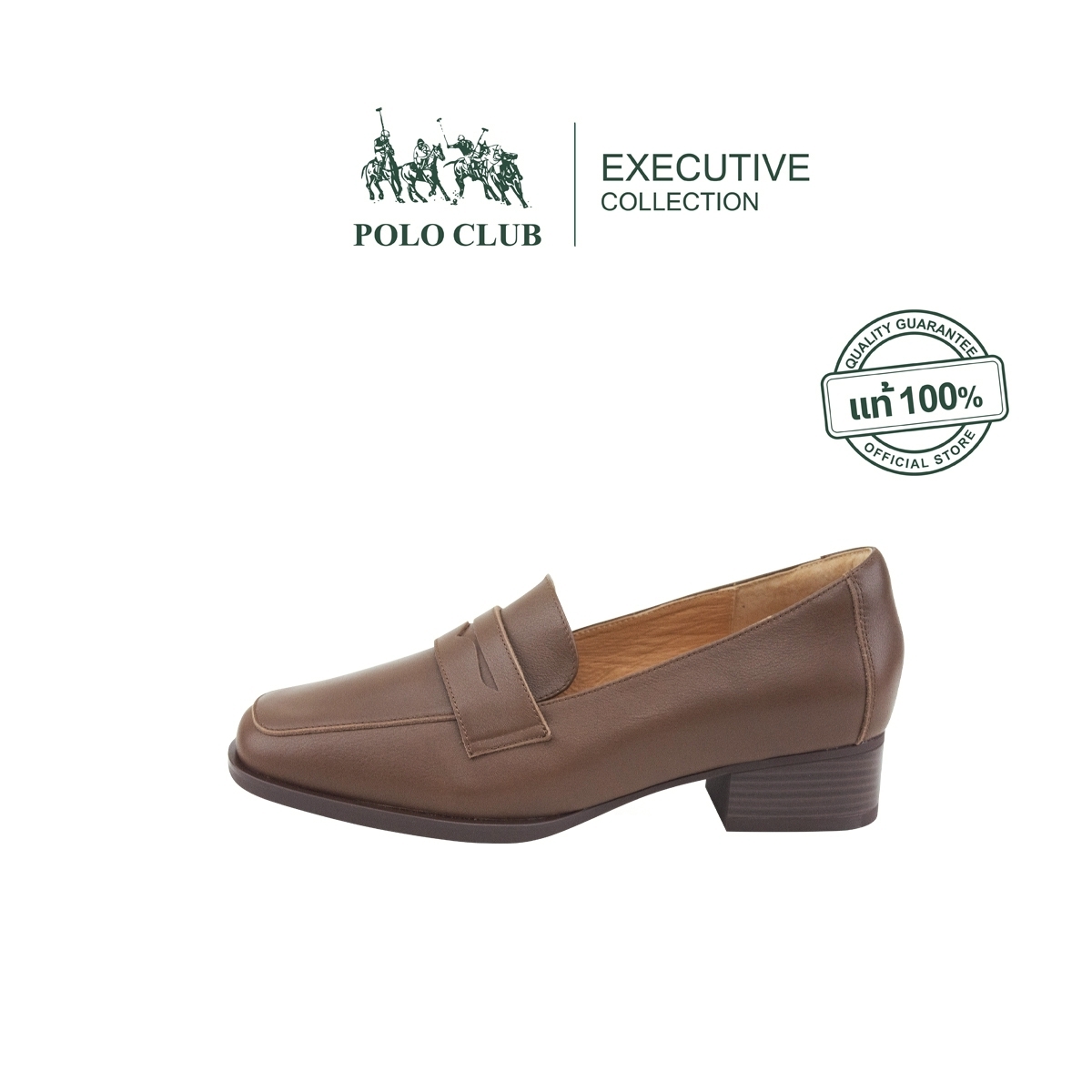 Polo Club Leather Shoes, Model Ex-1991, Brown, Height 1.5 Inches. | Women's Shoes Loafers Genuine Leather Shoes, 2 Inch High Heels ราคา 2,600 บาท*ส่งฟรี