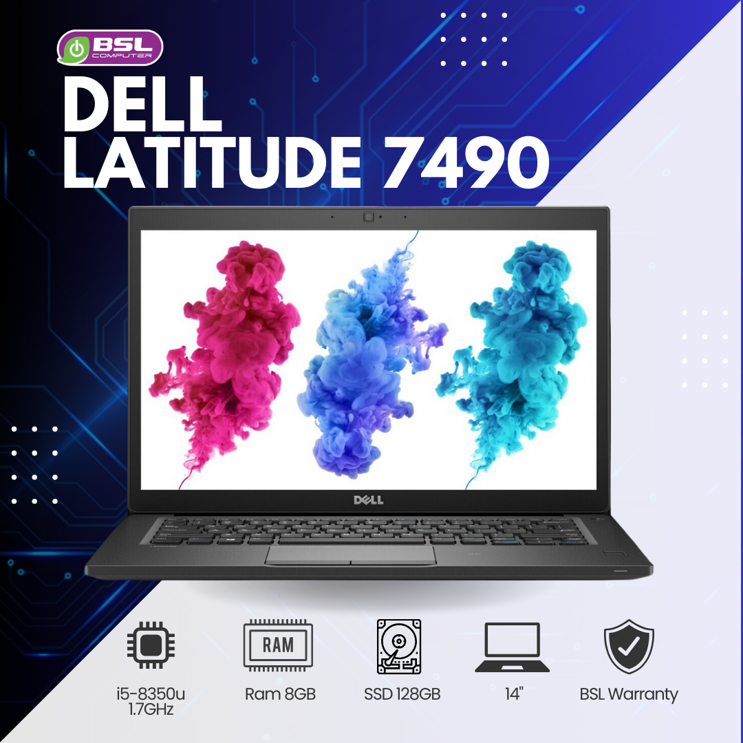 Dell Latitude 7490 โน๊ตบุ๊คมือสอง หน้าจอ 14" i5 gen 8 โน๊ตบุ๊คสาย business เครื่องสาย พกพาง่าย ยอดนิยม Used laptop ราคา 6,900 บาท*ส่งฟรี