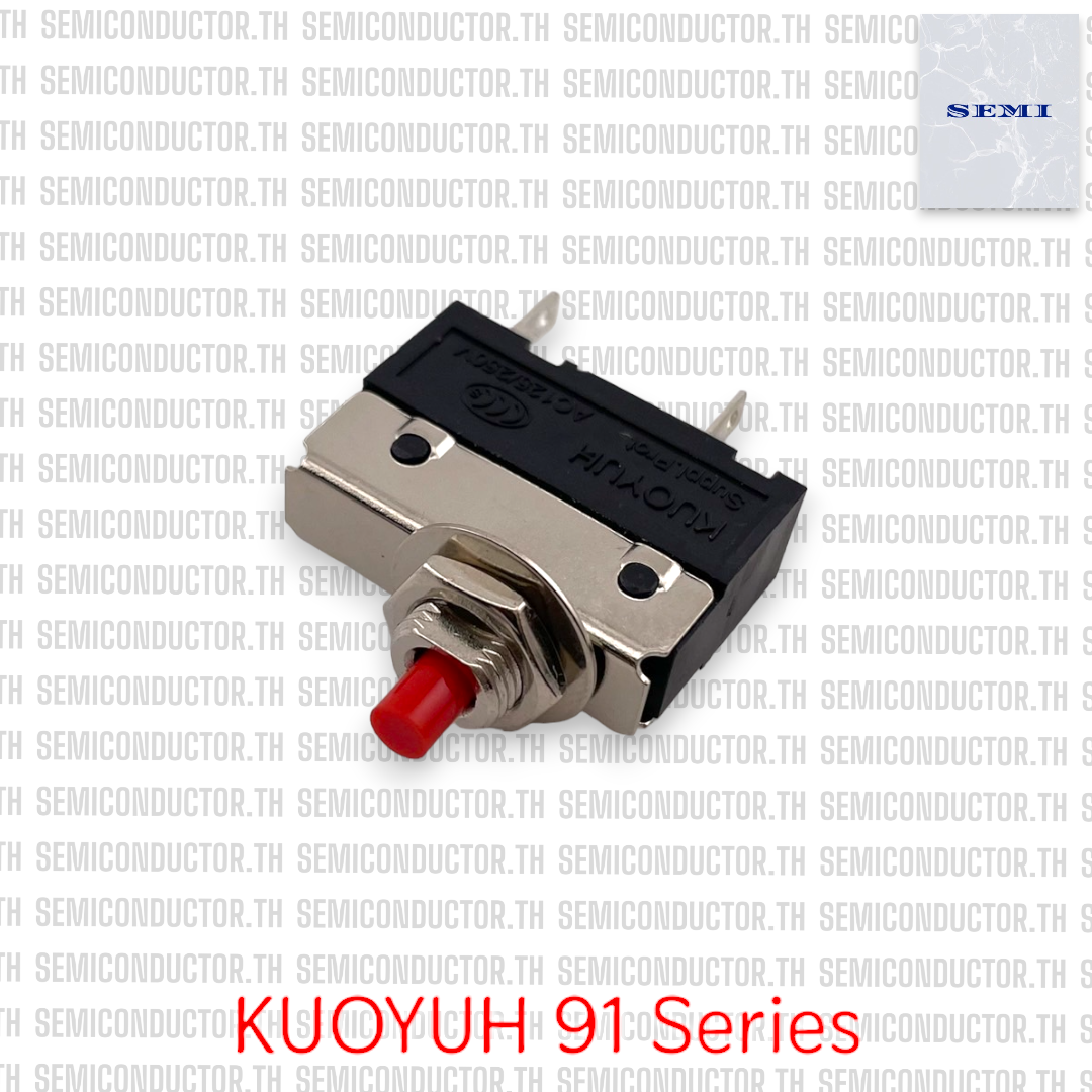 thumbnail interactive-video image 1 of KUOYUH 91 Series Mini Circuit Breaker – 2.0A, 125/250VAC, 50VDC, Push-to-Reset 1 of 2