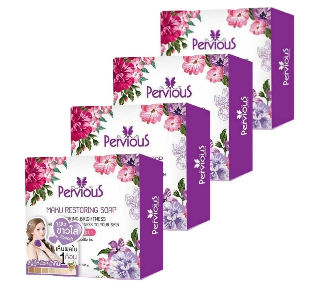 สบู่กู้หนังหน้า เปลี่ยนผิวใหม่ ในก้อนเดียว Pervious restoring soap 100 กรัม  (4 ก้อน )